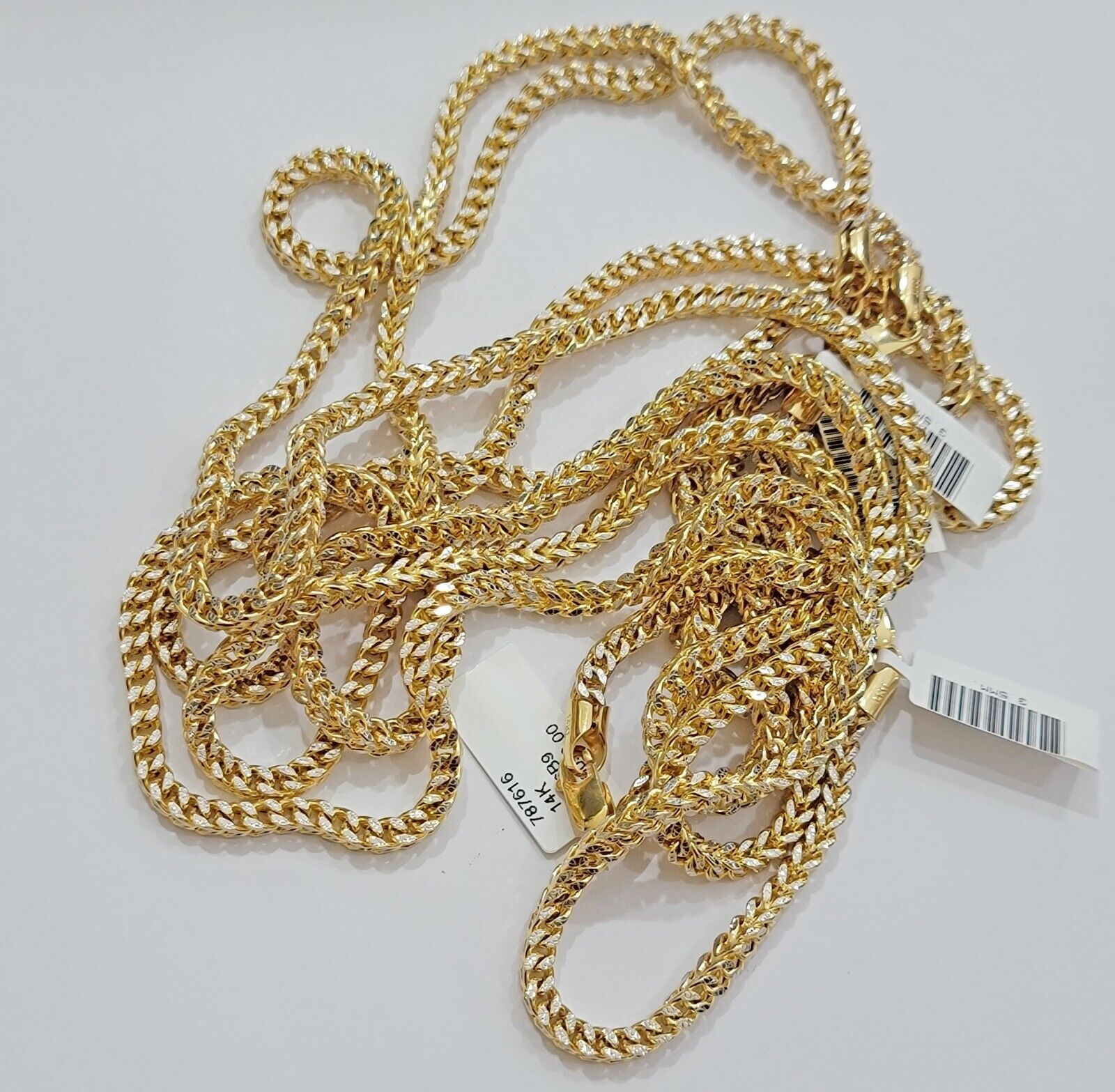 Real 14k Gold Franco Chain Mens Necklace 24" 3.5mm Diamond cuts 14kt Yellow Gold - GoldenlinQ
